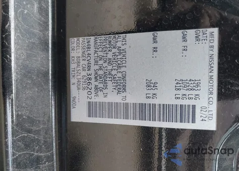 2024 Nissan Altima Sr Fwd z USA, uszkodzony, nr VIN 1N4BL4CV4RN386202